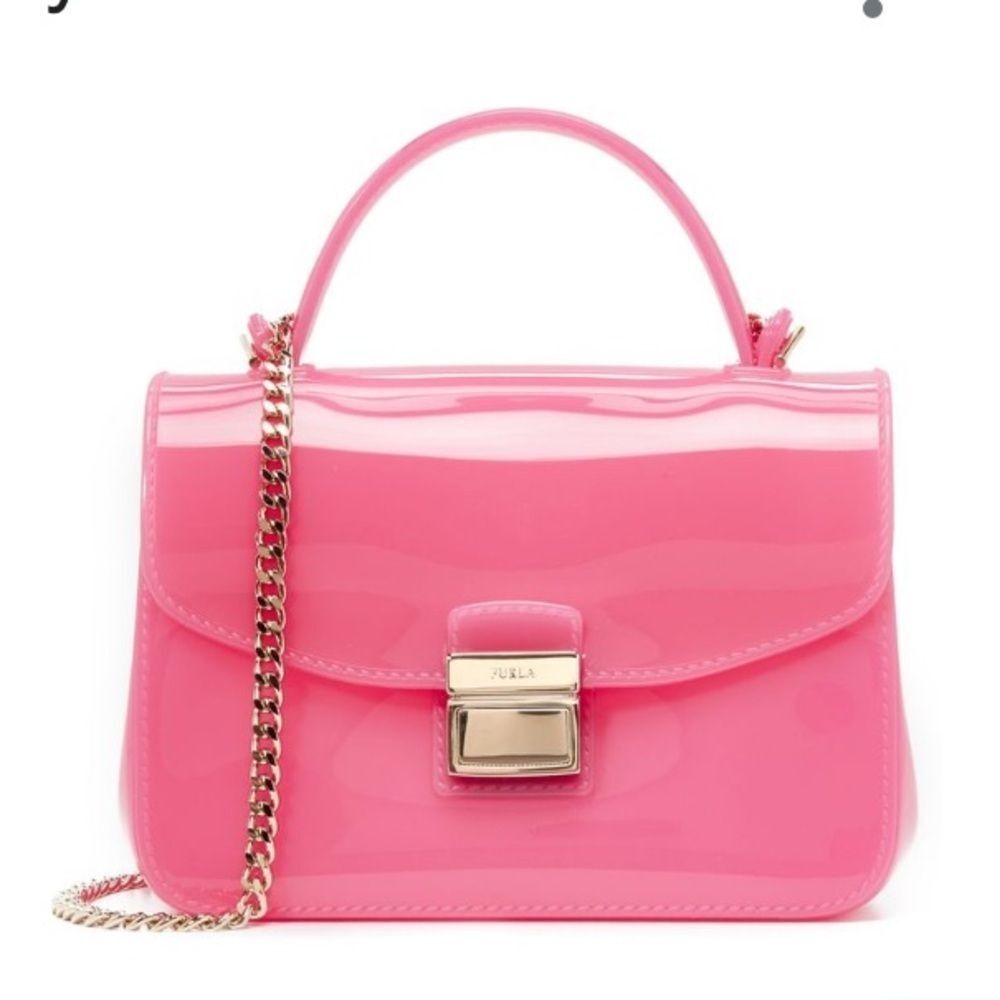 Mini Cross Body Clear/Pink Bag with Chain Metal Strap